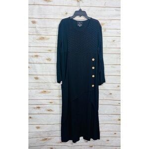 VTG Anthony Mark Hankins Elegant Black Button-Detail Pull Over Maxi Dress Size S